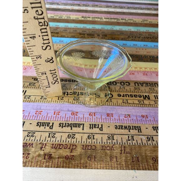 1932 ROXANA YELLOW FOOTED SHERBET HAZEL ATLAS Depression Glass Read - Picture 7 of 12